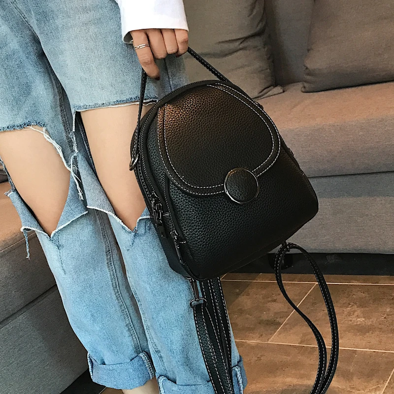 New Designer Fashion Women Leather Backpack Mini Soft Touch Multi-Function Small Backpack Female Ladies Shoulder Bag Girl Purse