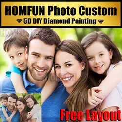 HOMFUN 5D DIY Diamond Painting Private custom Photo Custom Make Your Own Diamond Painting Full Diamond Rhinestone Embroidery