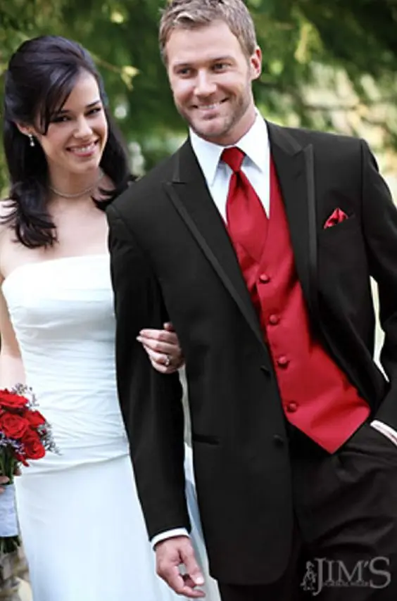 custom made cheap best sell style black men's suit red vest/ wedding groom wear Tuxedos/groomsmen,bridegroom dress