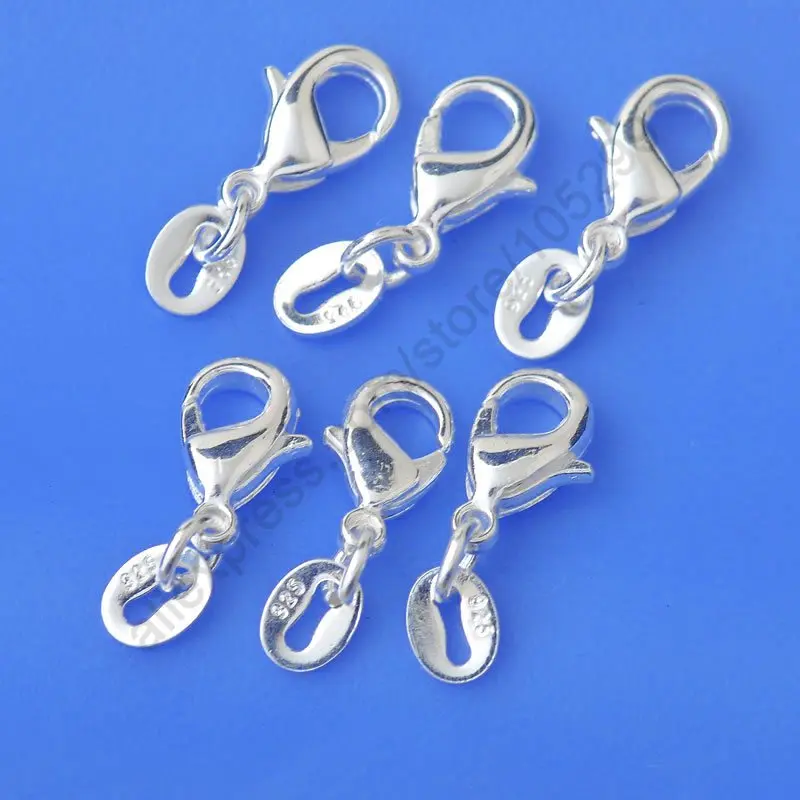 

Jewelry Findings 50PCS Genuine Real Pure 925 Sterling Silver Lobster Clasp Jump Ring 925 Tag Fittings Connector Component