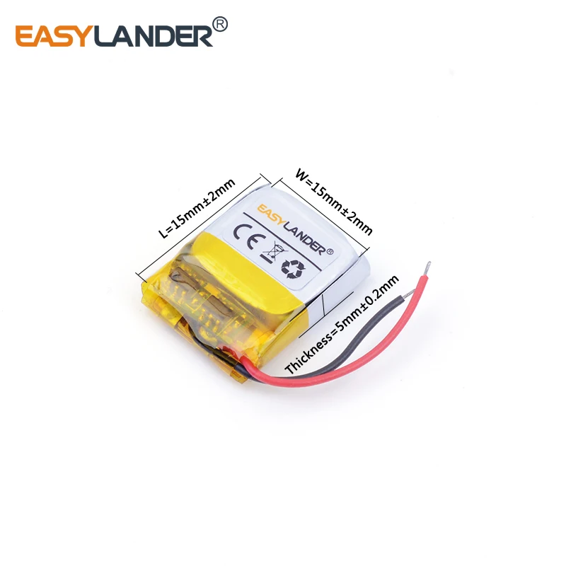 3pcs /Lot 501515 80mAh 3.7V Rechargeable Lithium Li-ion Polymer Battery for Bluetooth Headset Smart watch Sports bracelet mouse