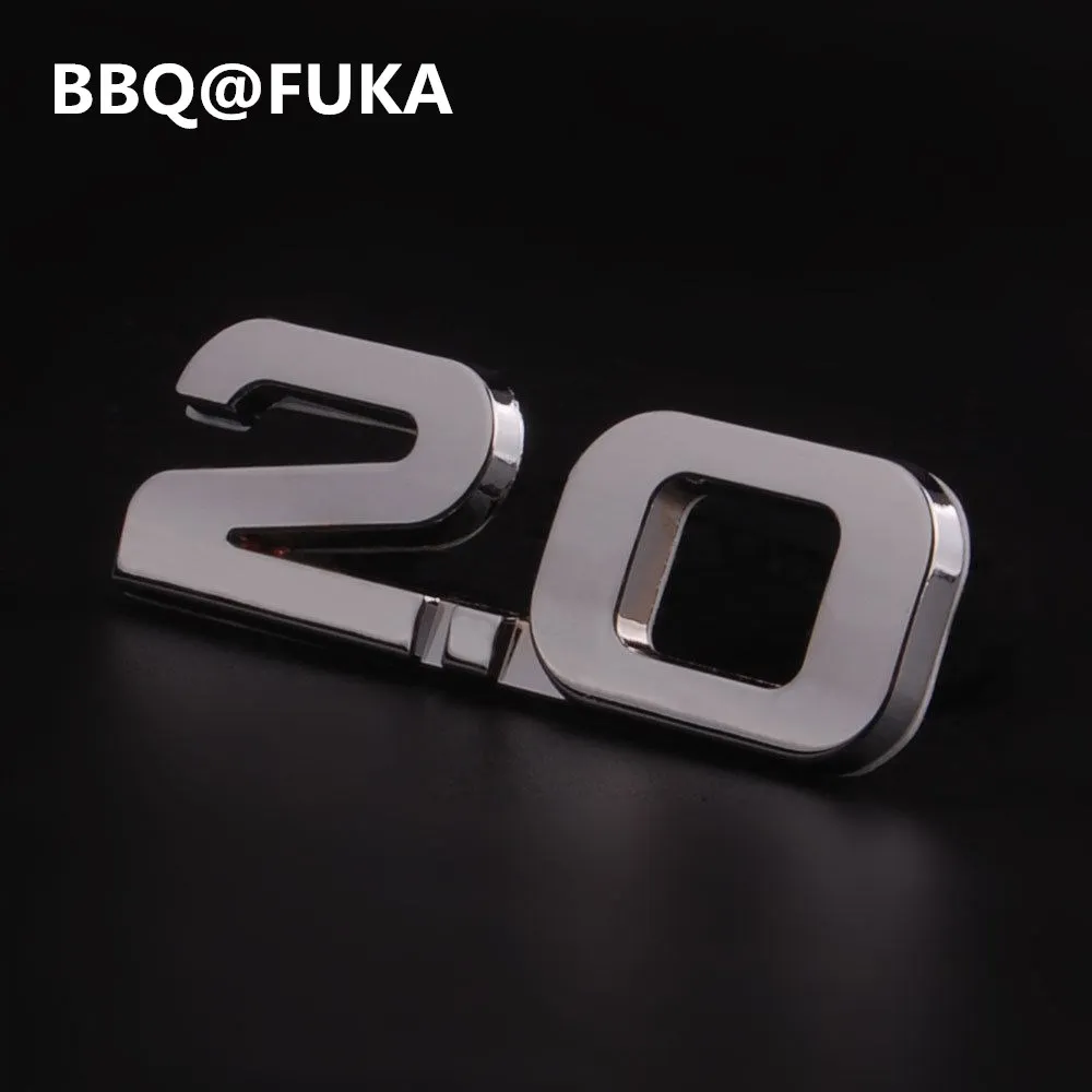 

BBQ@FUKA Car Metal Silver 2.0 2.0T TSI Rear Trunk Emblem Badge Sticker Fit For vw Beetle CC Golf Jetta Nuevo Passat Car-Styling