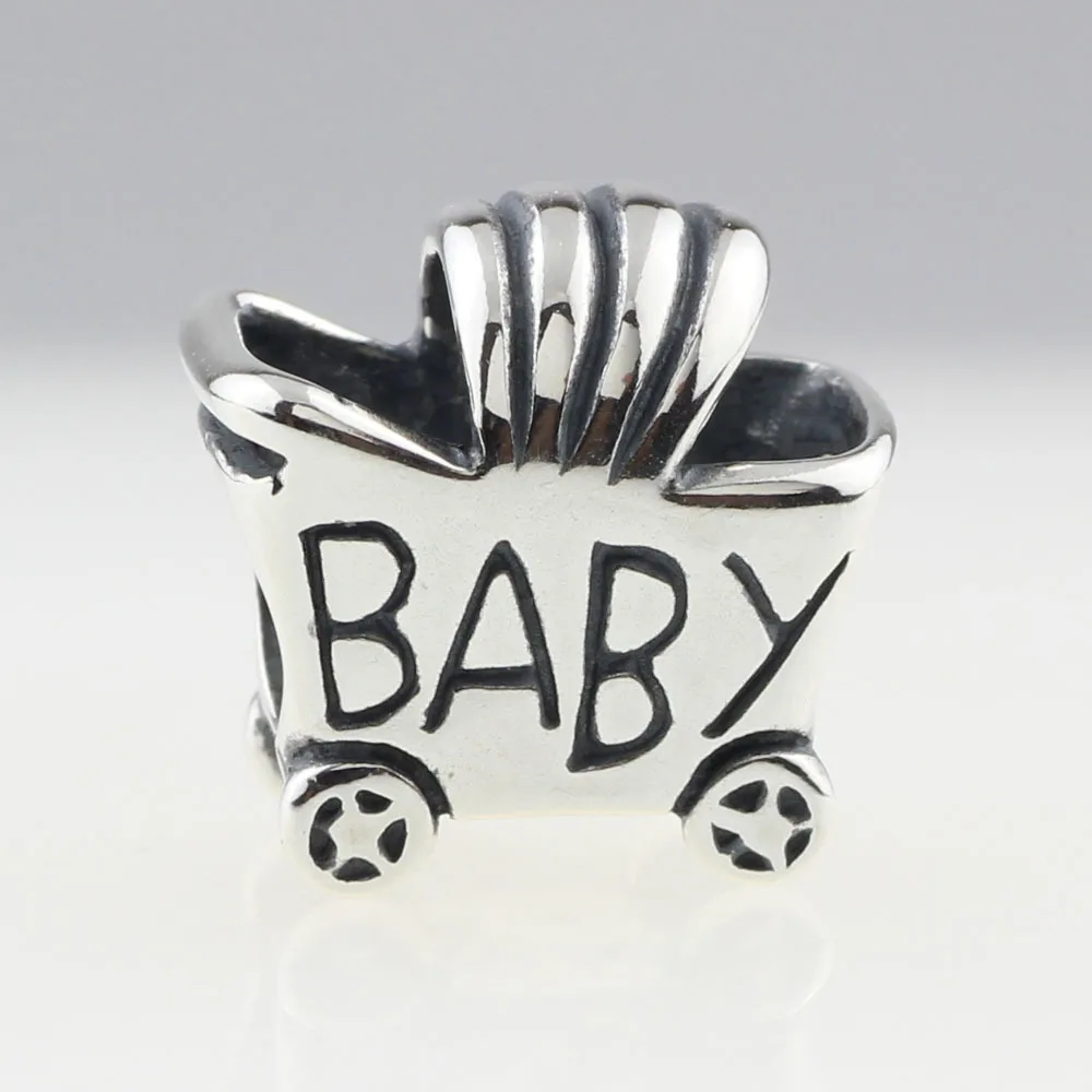 Authentic 925 Sterling Silver Baby Carriage Stroller Charm For European Bracelet