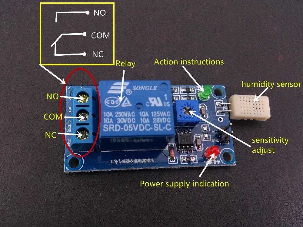 

High quality DC5V wet switch relay module humidity switch module humidity controller humidity sensor