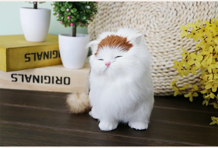 

cute simulation Blink cat toy polyethylene&furs yellow head cat model gift about 17x17x13cm 2889