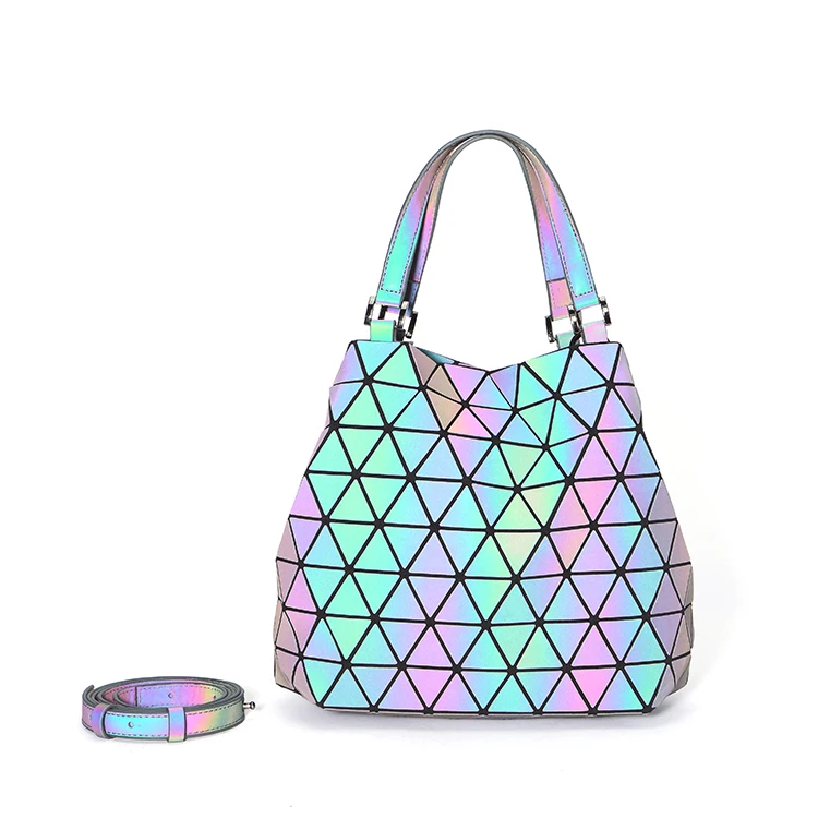 Female Top-Handle Hologram Frosted Matte Crossbody Bag High Quality Bucket Bags Geometric Handbag Bolsa Feminina