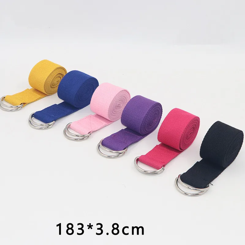 1.8mx3.8cm Yoga Strap Durable Cotton Exercise Straps Adjustable D-Ring Buckle Gives Flexibility for Yoga Stretching Pilates