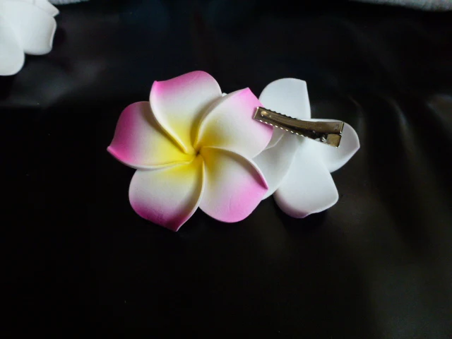 50  Pink colour  Foam Hawaiian Plumeria flower Frangipani Flower bridal hair clip 6cm