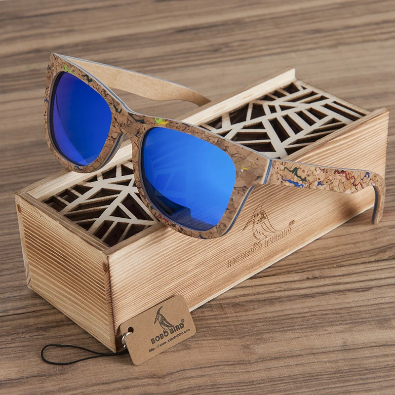 

BOBO BIRD Mirror Wood Sunglasses for Men Polarized Color Women Sun Glasses oculos de sol feminino W-AG021