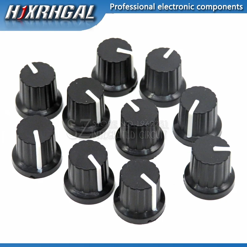 500 Pcs 6mm Shaft Hole Dia Plastic Threaded Knurled Potentiometer Knobs Caps