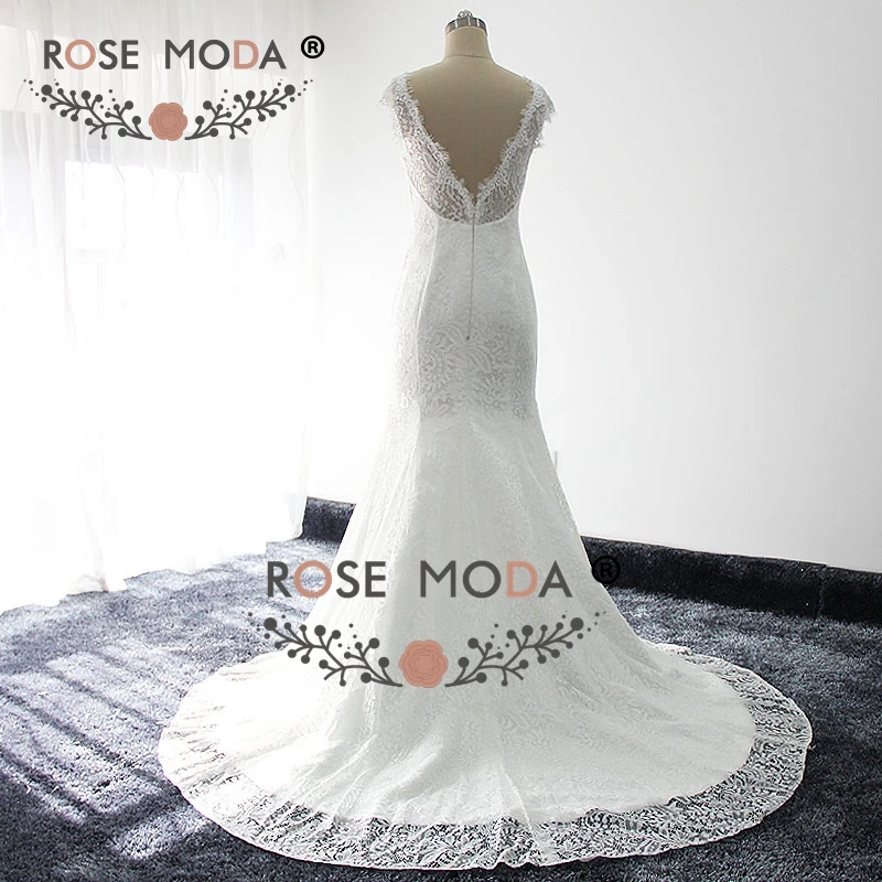 Rosa moda chantilly laço vestido de casamento com mangas de boné fotos reais