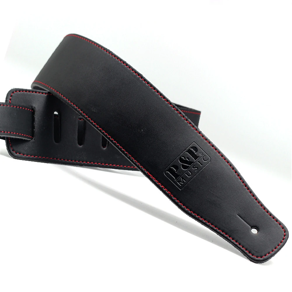 New High Quality Professional Guitar Strap 100% Cow Leather Widening Folk Acoustic Guitar Electric Guitar Bass Belt