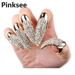 10PCS Hot Punk False Nail Jewelry Crystal Rhinestones Claw Paw Talon Finger Ring Wholesale Unisex Jewelry