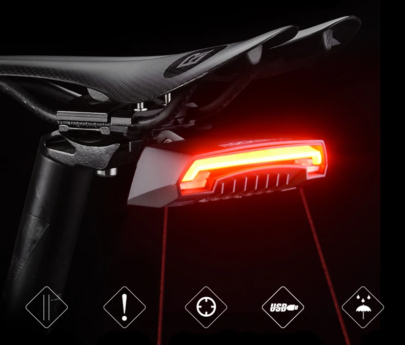Luce Posteriore Bici Wireless Con Allarme E Telecomando – 5 In 1, IP65, USB, Segnale Rotante - 4