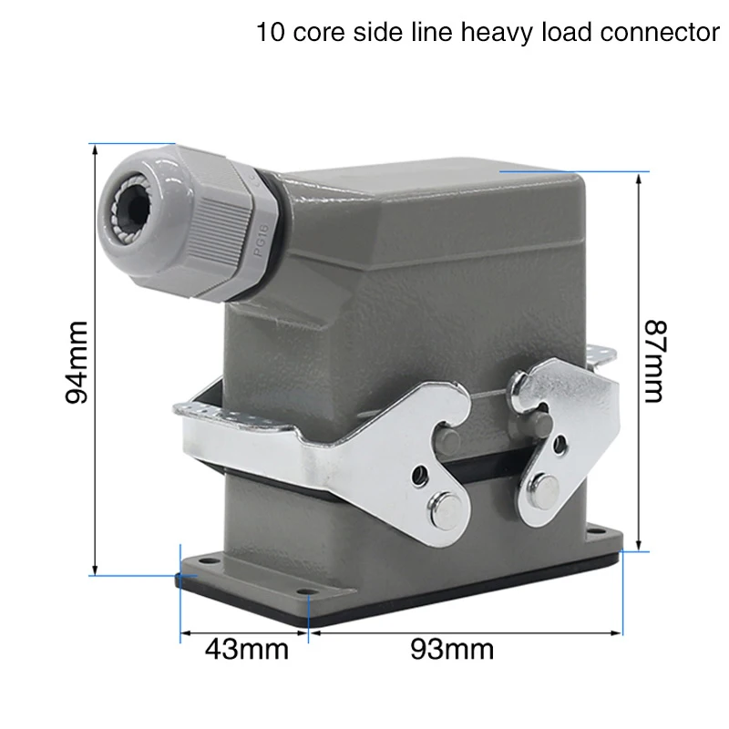 HDC-HE-010 Rectangular Heavy Duty Connector  10 pins  Aviation Socket Industrial Waterproof Wire Connector 16A 500V