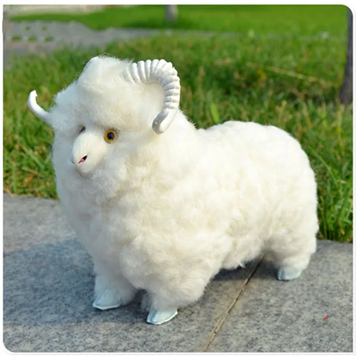 simulation 30x25cm white sheep model toy lifelike sheep hard model home decoration gift t199