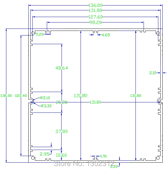 136*136*200m square cut aluminum box for electrical project power amplifer box PCB shell Junction outlet control switch box