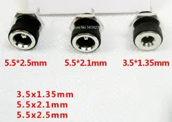 Conector hembra de montaje en Panel para toma de corriente de CC, 3A, 12v, 5,5mm x 2,1mm/5,5mm x 2,5mm/3,5mm x 1,35mm, tapa adaptadora de enchufe