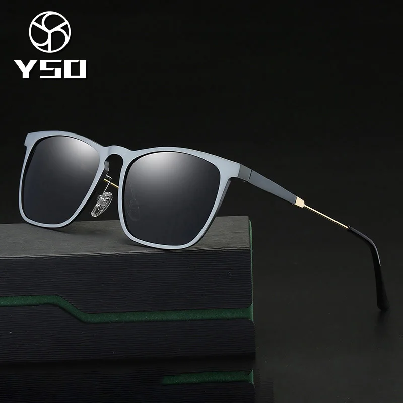 

YSO Sunglasses Men Polarized UV400 Aluminium Magnesium Frame TAC Lens Sun Glasses Driving Glasses Square Accessory For Men 8635