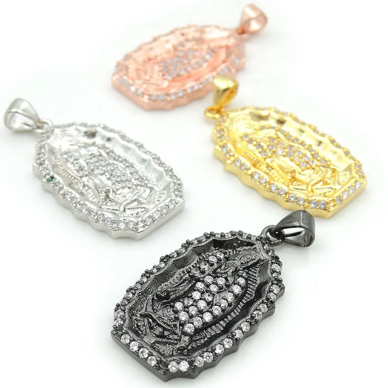 

28*16*3mm Micro Pave Clear CZ Maria Charm Fit For Women As Necklace Accessory