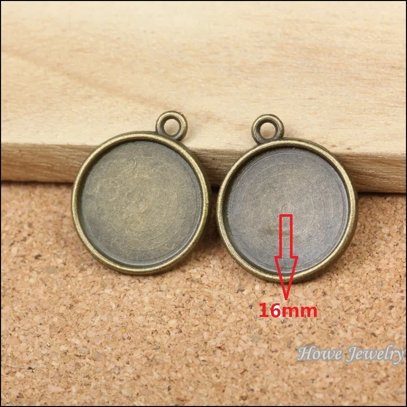 110pcs  round  Cameo/Cabochon  frame charm antique bronze  fit  for   maxi Necklaces & Pendants  22*19mm (fit 16mm)