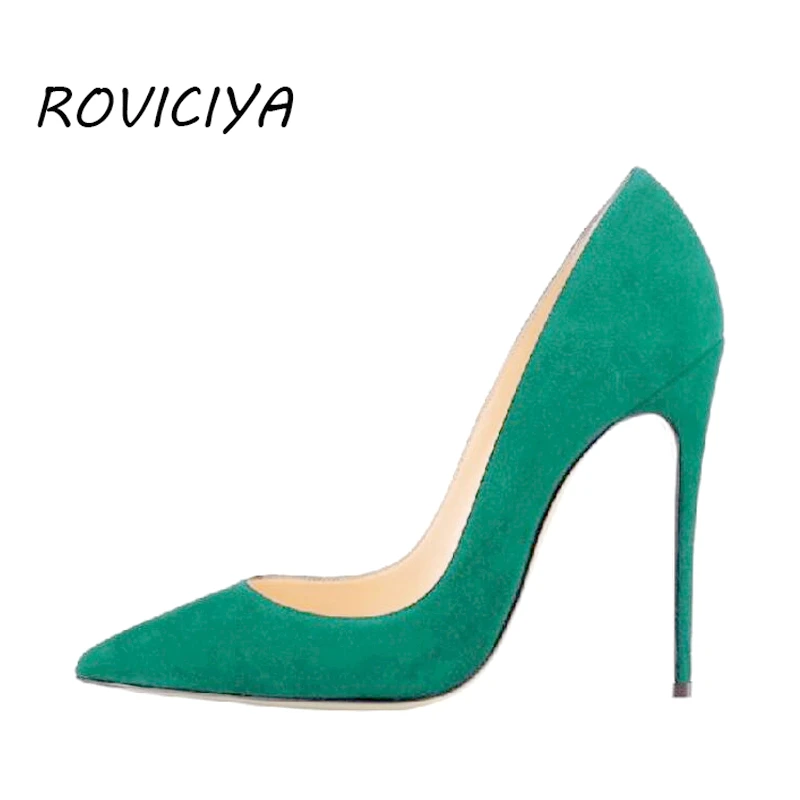Women Pumps for Wedding Pointed Toe Sexy High Heels Shoes 8 cm 10 cm 12 cm Stilettos Green Pinkycolor plus size RM002 ROVICIYA