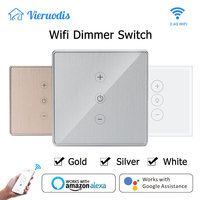 Wifi Smart Wall Touch Light Dimmer Switch EU/UK Standard Gold/Silver APP Remote Control With Bulb Works with Alexa&Google Home