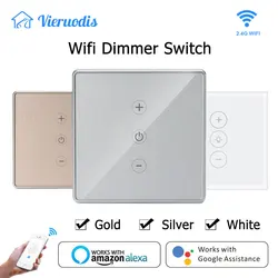 Wifi Smart Wall Touch Light Dimmer Switch EU/UK Standard Gold/Silver APP Remote Control With Bulb Works with Alexa&Google Home