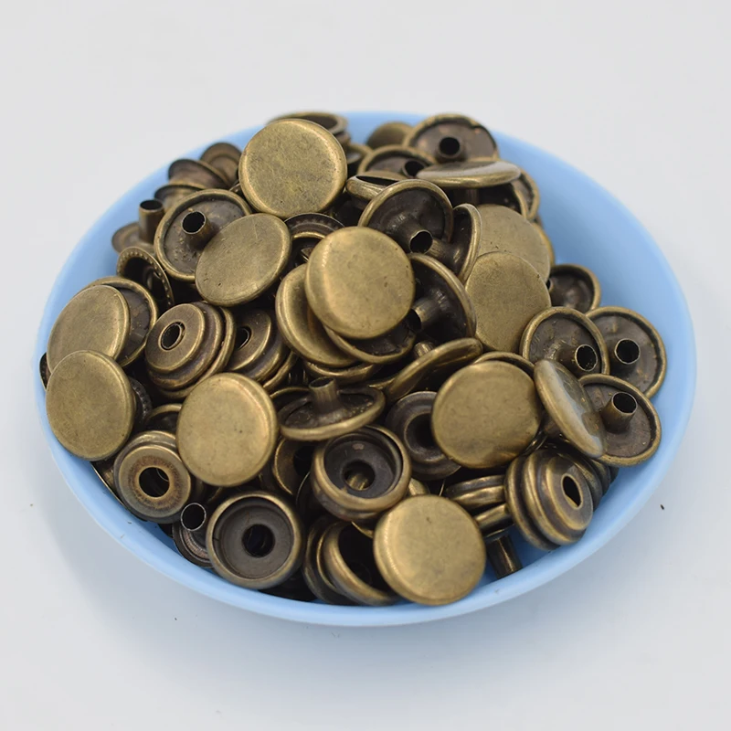 Botões de metal Snap Fastener, rebites fecho, fivela de jaqueta, prata, bronze, preto, níquel, ouro, 12,5mm, 15mm, 30 conjuntos