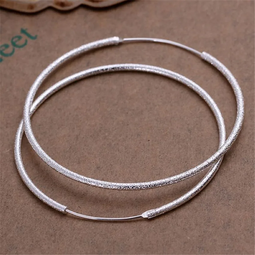 Silver 925 Plated Earrings Temperament Big Circle Earrings Hot Selling Fashion Burst Models Silver Jewelry Girl Valentine Gift