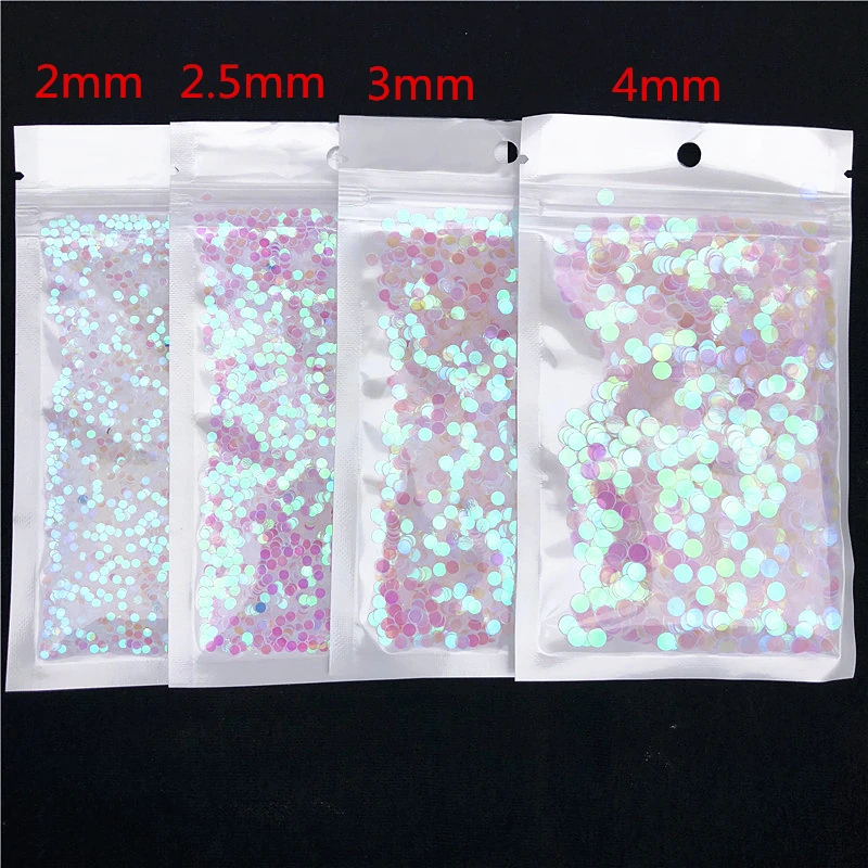 20g/Pack Size 2mm 3mm 4mm Transparent Dot Shape Loose Sequins Paillettes for Nail Beauty,Bags Decoration,CRYSTAL SOIL Material