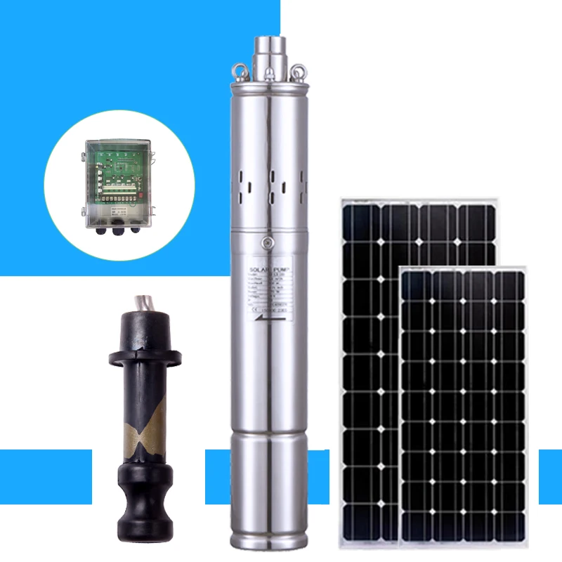 

5T 38m MPPT inverter solar water pump 1.5'' outlet pumping solar kit 4 inch solar water pond pump for agriculture