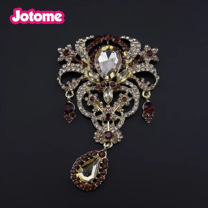 10pcs/lot free shipping 75mm Crystal Bridal flat back water drop large brooch bouquet