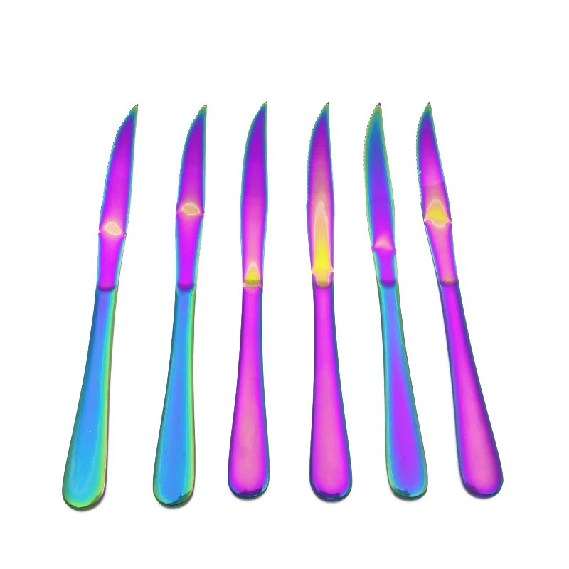 

Stainless Steel Knife Steak Knife Set Chopper Rainbow Sword Polished Tableware Restaurant Cutlery Western Food Knife 6pcs/set