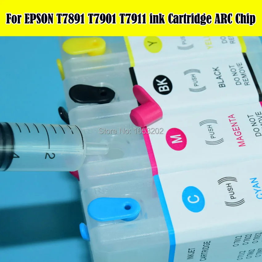 Europe T7911-T7914 Refillable Ink Cartridge With ARC Chip For Epson WF -4630/4640/5110 5190/5620/5690 Printer