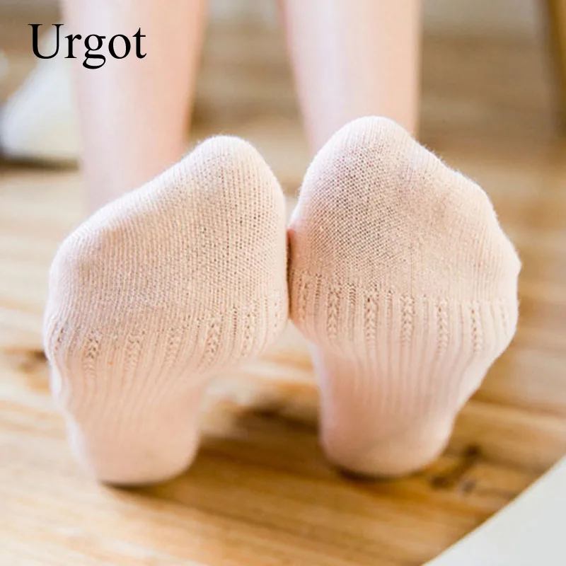 Urgot 5 Pairs Women's Socks Double Needle Anti-skid Silica Hollow Female Pure Color Boat Socks Spring Summer Candy Color Socks