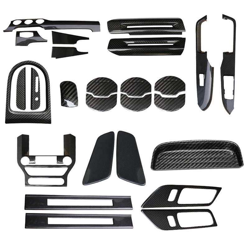 QHCP Car-Styling 13 Pieces Carbon Fiber Interior Decoration Car Accessories For Ford Mustang 2015+