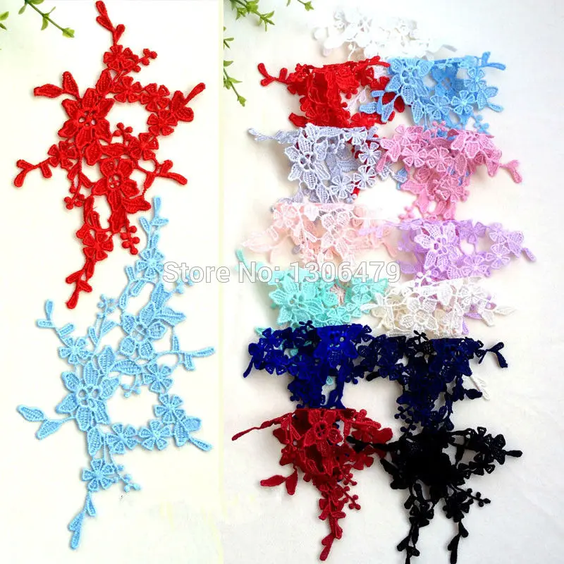 Water Soluble Lace Fabric Decoration, DIY Patch Applique, Bride Hair Accessory, Veil Wedding Shoes Lace Trim, RS1173, 20 PCs/Lot