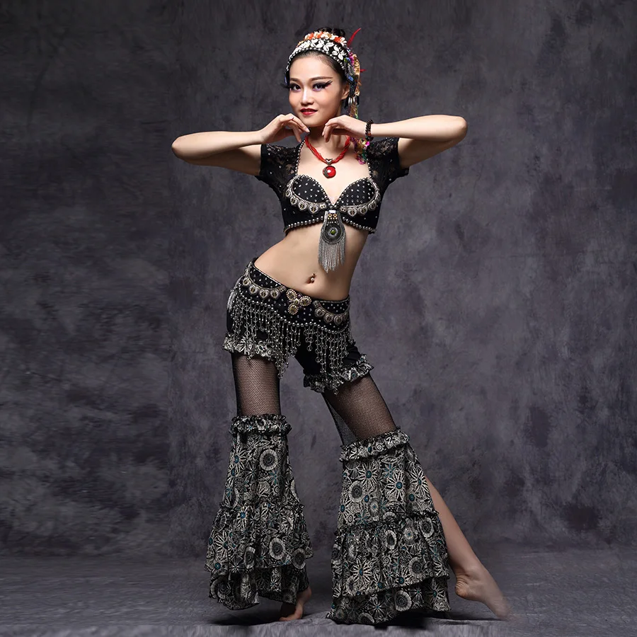 ATS Tribal Belly Dance Bra Tops Metallic Studs Push Up BeadsBra B/C CUP Vintage Coins Top Gypsy Dance Bra Lace