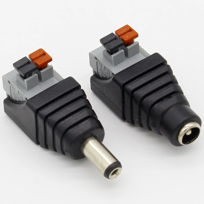 5pcs DC Male +5 pcs DC Female connector 2.1*5.5mm DC Power Jack Adapter Plug Connector for 3528/5050/5730 single color led strip