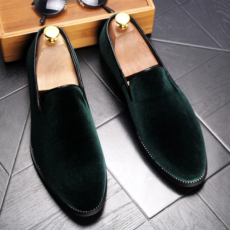 

British style design mens wedding party dresses breathable cow suede leather shoes slip-on lazy shoe gentleman smoking slippers