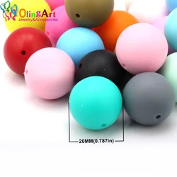 OlingArt 6pcs/Lot Teething Toys Silicone Round Beads 20mm Baby Toys Tooth DIY Silicone Teether Necklace Bead Jewelry Baby Care