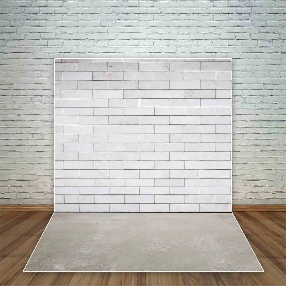 Allenjoy blank white brick wall cement floor background for a photo shoot backdrop studio portrait door photographer camera