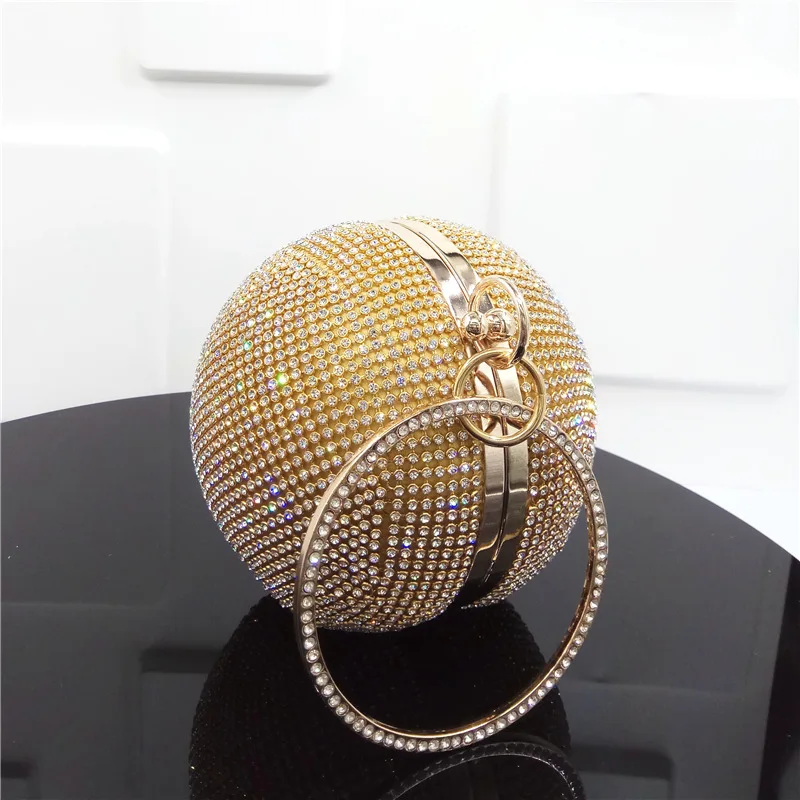 DOYUTIG Luxury Women's Round Ball Rhinestone Evening Bags Shining Crystal Day Clutch Bags Female Crossbody Bags For Party A151