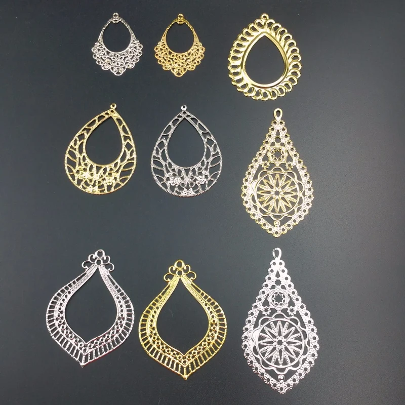 Filigraan bloem Wraps Metal Charms Voor Versiering DIY Sieraden Metalen Ambachtelijke Oor accessoires voor Aansluiting