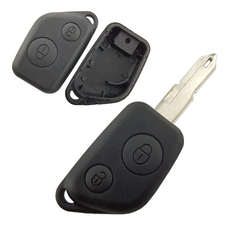 PREISEI 10Pieces/lot Black 2 Button Car Remote Key Shells Fobs Replacements For Peugeot 106 206  No Logo