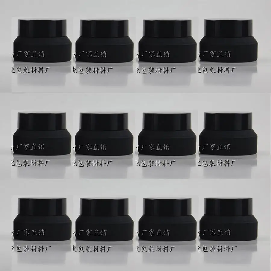 

30pcs empty black frosted glass jar for cream, 15g black glass cosmetic pot,15ml matt black glass cream container