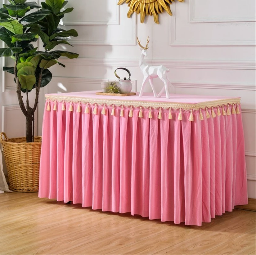 Luxury velvet table skirt  hotel flannel tablecloth tablecloth  wedding party banquet decoration