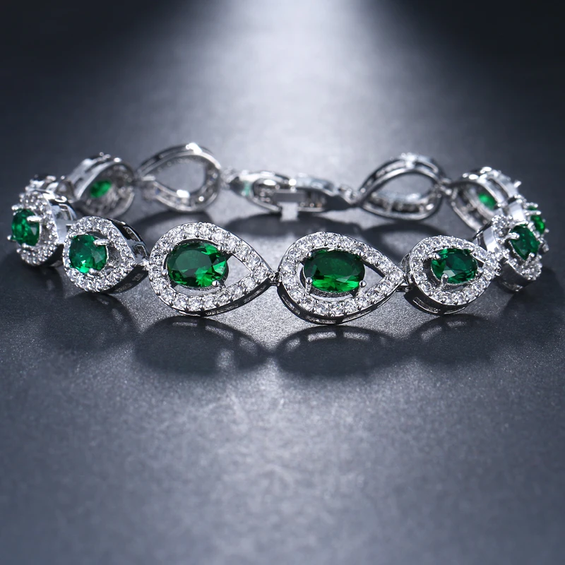 EMMAYA AAA High Quality Green Crystal Stone Bracelets For Ladies Fashion Cheap Women Wedding Jewelry