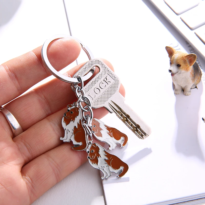 Hot Sale Dog Jewelry Scottish Shetland sheepdog Key Ring Animal Key Chain wholesale Gift For Women Girl Bag Charm Pendant